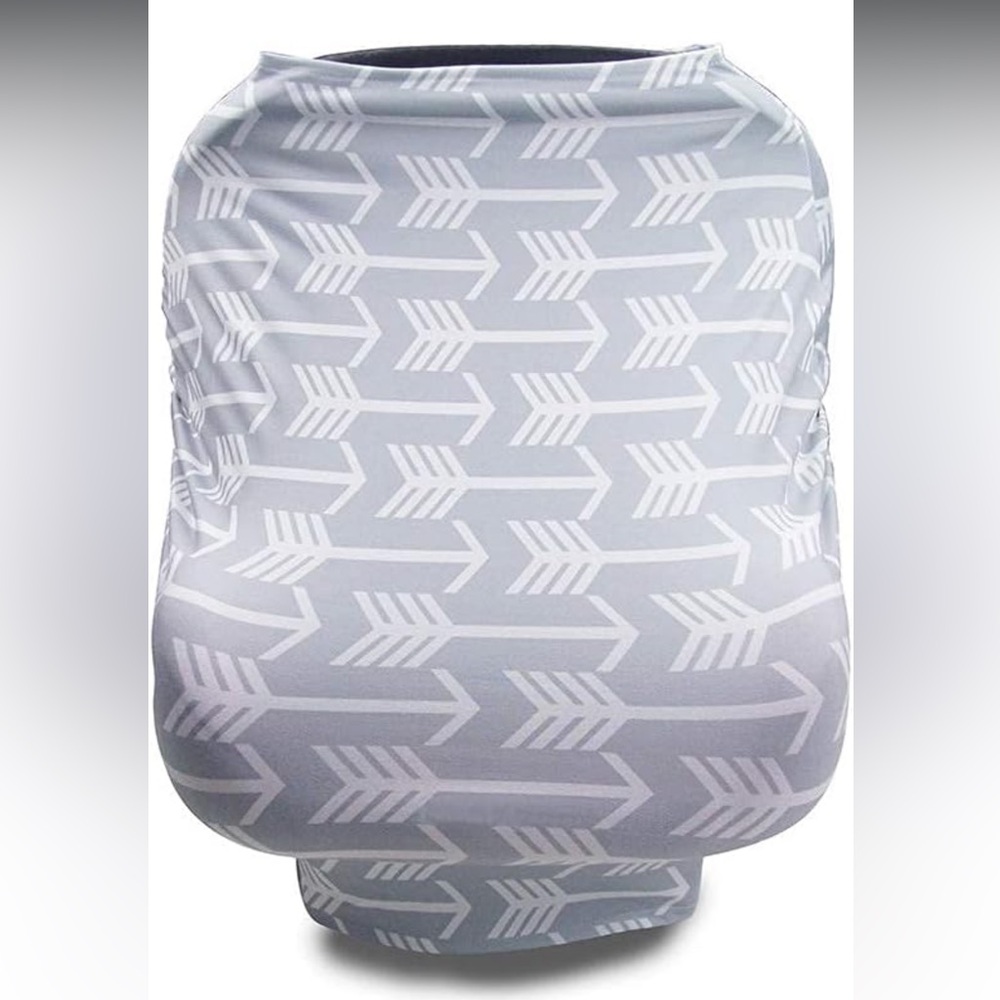 Gray and White Arrow Pattern Nursing Baby Car Seat Cover